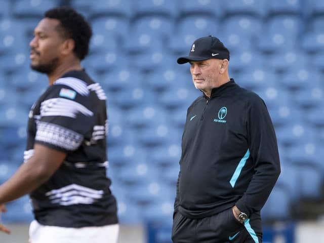 Fiji coach Vern Cotter oversees training at BT Murrayfield ahead of the match with Scotland. (Photo by Ross MacDonald / SNS Group)