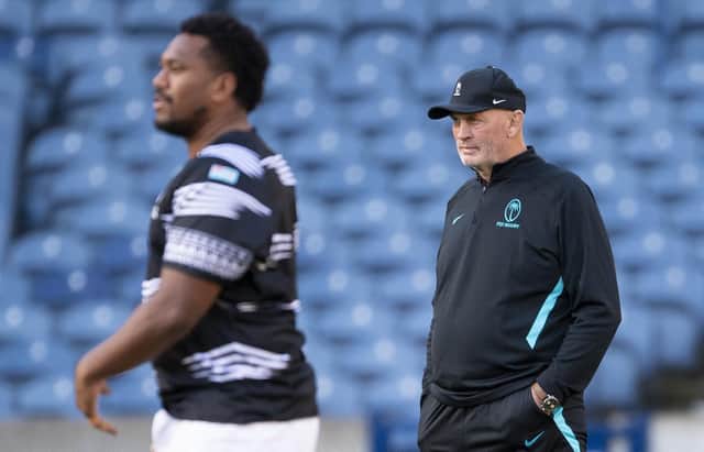 Fiji coach Vern Cotter oversees training at BT Murrayfield ahead of the match with Scotland. (Photo by Ross MacDonald / SNS Group)