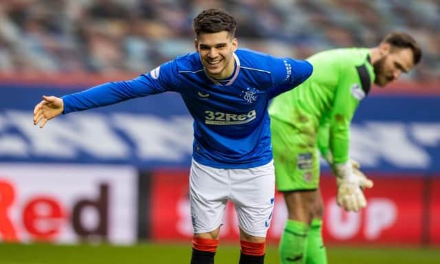 Rangers attacking midfielder Ianis Hagi returned from his period of Covid self-isolation to play a key role in the Premier Sports Cup quarter-fina win over Livingston at Ibrox on Wednesday night. (Photo by Craig Williamson / SNS Group)