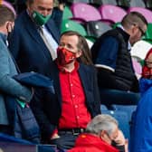 National clinical director Jason Leitch (right) speaks to Celtic chief executive Dom McKay at Murrayfield on Saturday during the British and Irish Lions' match against Japan which was played in front of 16,500 spectators. (Photo by Paul Devlin / SNS Group)