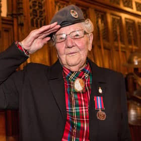 Vera Clachers received a War Medal at Edinburgh Castle in 2018. Picture: Robert Perry.
