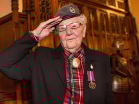 Vera Clachers received a War Medal at Edinburgh Castle in 2018. Picture: Robert Perry.