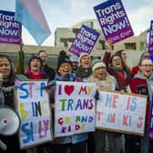 Protestors for and against the Gender Recognition Reform Bill gather outside the Scottish Parliament. Picture: Lisa Ferguson