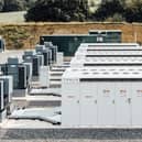 An example of a battery energy storage system. These consist of one or more large batteries that store electrical power for use at a later time.