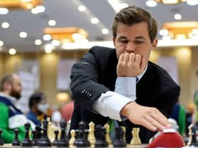 World champion Magnus Carlsen competing in a tournament in August.
