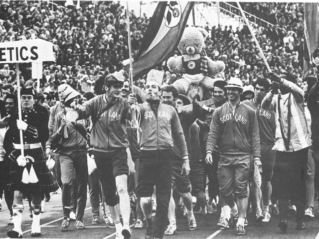 Team Scotland enter Opening Ceremony at the 1970 Games.
