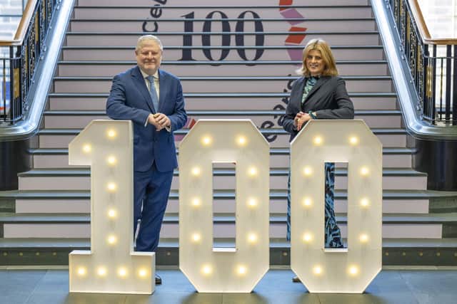 Culture Secretary Angus Robertson with National Librarian Amina Shah  at an event at the National Library of Scotland to celebrate its centenary year (Picture: PA)