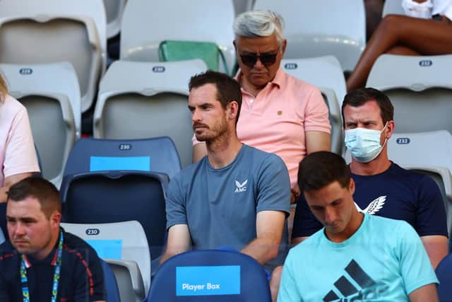 Murray was in the stands to support fellow Brit Dans Evans.