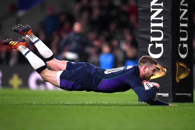 Finn Russell scores Scotland's fifth try during the 38-38 draw with England at Twickenham in 2019. Picture: Laurence Griffiths/Getty Images