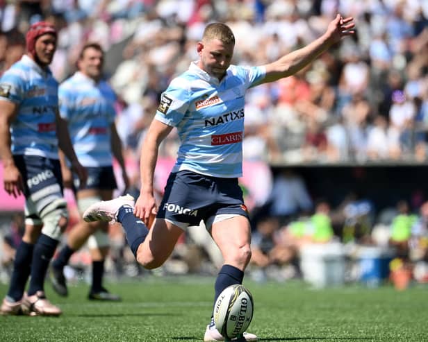 Racing's Scottish fly-half Finn Russell takes a penalty kick during the Top 14 quarter-final win over Stade Francais last weekend. (Photo by FRANCK FIFE/AFP via Getty Images)