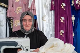 Mutaba, 33, learns sewing and embroidery skills in the Kahramanmara Women's Cooperative.