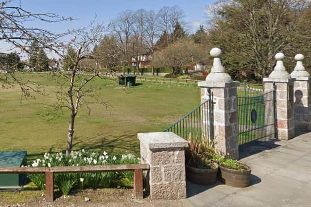 The pavilion in Aboyne Green was damaged by vandals.