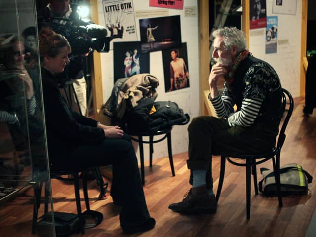 Artist and playwright John Byrne talks to the press to preview the Curtain Up: 40 Years Of Scottish Theatre exhibition at the National Library of Scotland in 2009 (Picture: John Cheskin/PA)