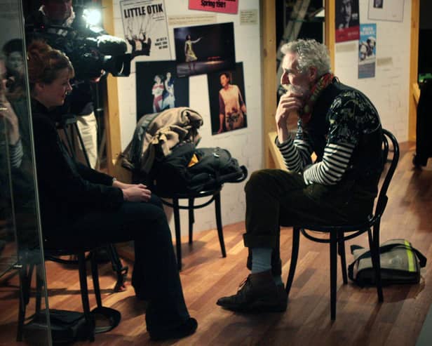 Artist and playwright John Byrne talks to the press to preview the Curtain Up: 40 Years Of Scottish Theatre exhibition at the National Library of Scotland in 2009 (Picture: John Cheskin/PA)