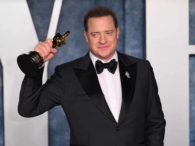 Brendan Fraser, winner of the best performance by an actor in a leading role for "The Whale", attending the Vanity Fair Oscar Party held at the Wallis Annenberg Center for the Performing Arts in Beverly Hills, Los Angeles