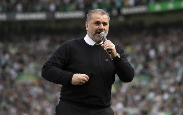 Ange Postecoglou told Celtic supporters his team would be "bigger and better" next season but they have yet to make significant transfer market strides towards that.(Photo by Craig Foy / SNS Group)