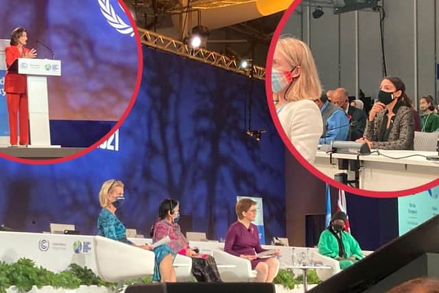 Nancy Pelosi, Alexandria Ocasio-Cortez and Nicola Sturgeon all attended a gender and climate meeting in Glasgow on Tuesday during COP26.