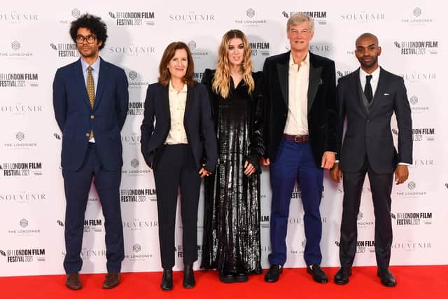 Richard Ayoade, Joanna Hogg, Honor Swinton Byrne and Jaygann Ayeh at 'The Souvenir Part II' premiere, BFI London Film Festival in October, 2021.