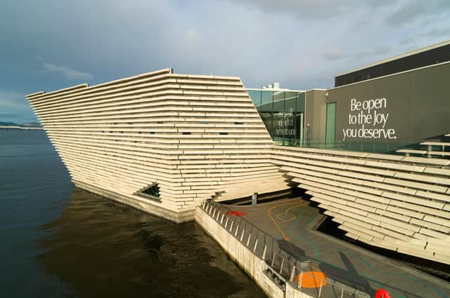 Christopher Kane's installation has been erected on the facade of V&A Dundee.