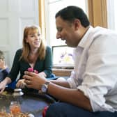 Deputy Labour leader Angela Rayner (centre) and Scottish Labour leader Anas Sarwar during a visit to a  Norwood House Nursery, a Kidzcare childcare facility, in Edinburgh. Picture: Jane Barlow/PA Wire