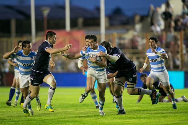 Edinburgh winger Emiliano Boffelli in action for Argentina against Scotland in Resistencia in 2018. (Photo: PABLO GASPARINI/AFP via Getty Images)