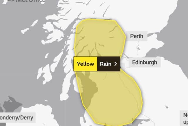 The warning will be in force from 9pm on Saturday to 9am on Sunday. Picture: Met Office