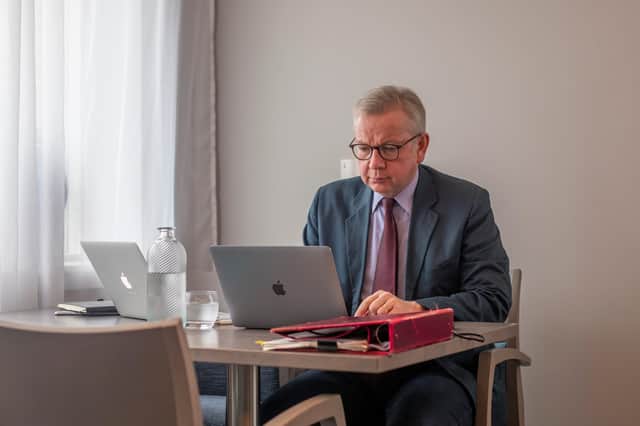 Michael Gove dials into a Cabinet meeting from his accommodation in Stornoway. (Picture: Fiona Rennie)