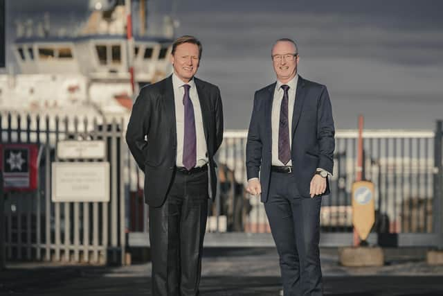 Charles Hammond OBE with Stuart Wallace taken at the Port of Leith. Picture: Jamie Simpson