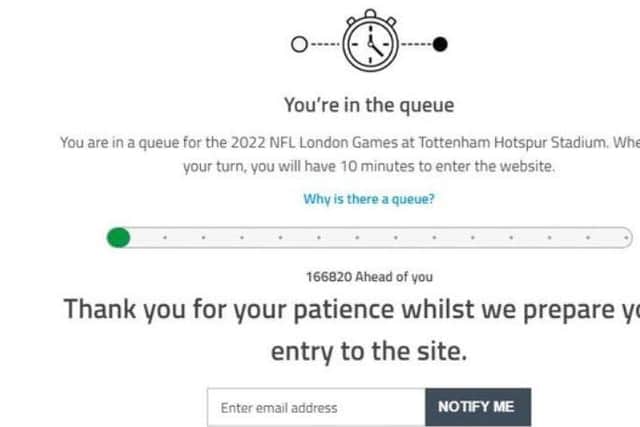 NFL London: Fans fume after being met with Ticketmaster queue of 170,00 for NFL  tickets despite early queue warning