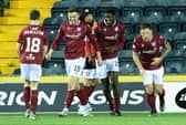 Arbroath celebrate Anton Dowds late winner at Kilmarnock. (Photo by Craig Brown / SNS Group)