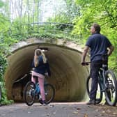 Cyclists at the Alloway railway tunnel on the route. Picture: Markus Stitz