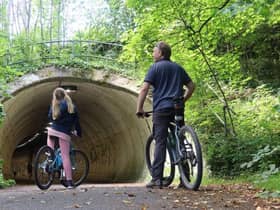 Cyclists at the Alloway railway tunnel on the route. Picture: Markus Stitz