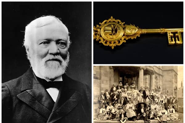 Andrew Carnegie was given the gold key to mark the opening of the Adam Smith Theatre in 1899 which featured the Gondoliers performers