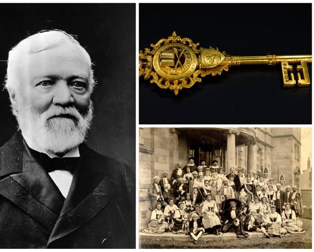 Andrew Carnegie was given the gold key to mark the opening of the Adam Smith Theatre in 1899 which featured the Gondoliers performers