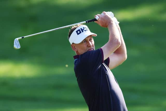 Ian Poulter in action during the delayed second round of the Hero Dubai Desert Classic at Emirates Golf Club. Picture: Warren Little/Getty Images.