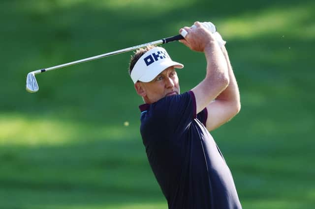 Ian Poulter in action during the delayed second round of the Hero Dubai Desert Classic at Emirates Golf Club. Picture: Warren Little/Getty Images.