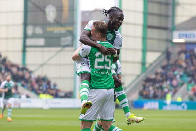 Elie Youan and Will Fish were on the score sheet for Hibs in their 2-0 win over St Mirren. (Photo by Ross Parker / SNS Group)