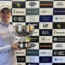 Sam Locke shows off the trophy after winning the Montrose Links Masters presented by Gym Rental Company in a play-off. Picture: Tartan Pro Tour