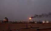 A flame sends smoke billowing into the sky at a Saudi Aramco oil installation in Al-Khurais, Saudi Arabia (Picture: Marwan Naamani/AFP via Getty Images)