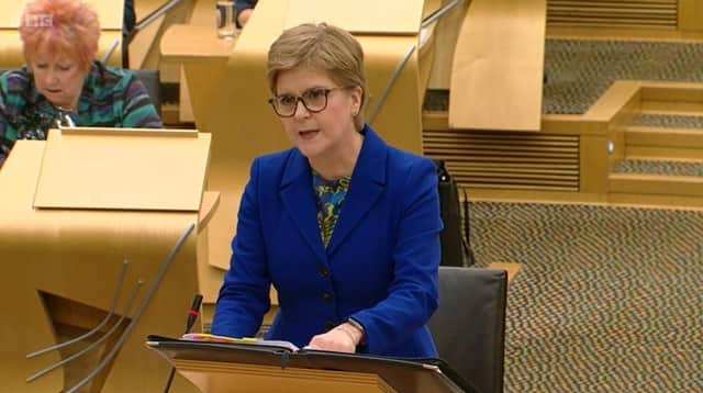 Nicola Sturgeon speaks at First Minister's Questions. Picture: BBC