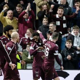 Beni Baningime scored his first goal for Hearts in an entertaining Scottish Cup tie at Tynecastle.