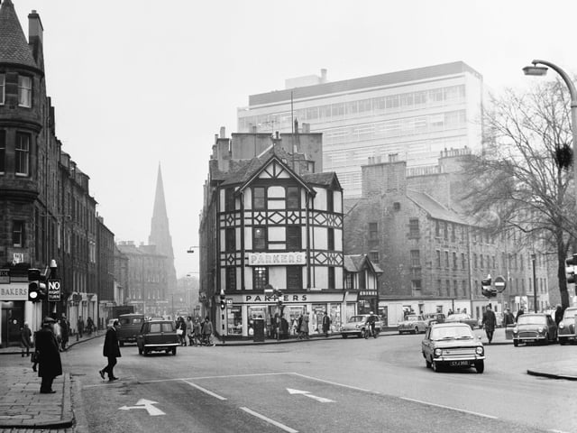 Many of the buildings around Bristo Street in the Southside, including the striking, mock-Tudor Parkers department store, would disappear in an expansion of Edinburgh University in the late 1960s and early 70s.