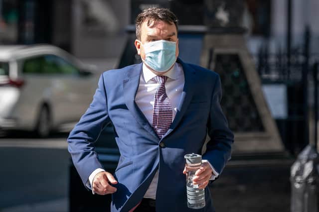 Previously unissued photo of former MP Andrew Griffiths arrives at the Royal Courts of Justice in London. Picture date: Friday July 16, 2021.
