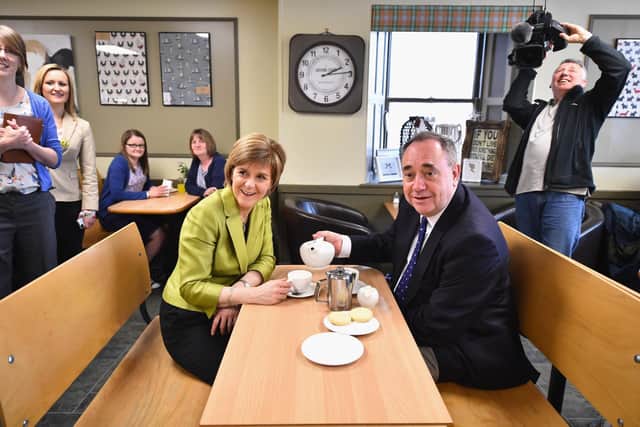 SNP leader Nicola Sturgeon and her predecessor Alex Salmond campaign in the Gordon constituency in April 2015. Picture: Jeff J Mitchell/Getty Images