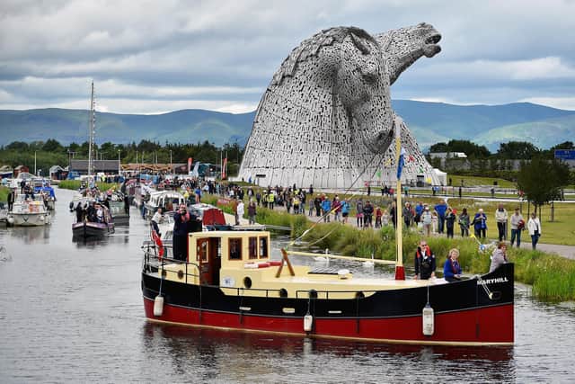 The Kelpies sculptures are officially opened by Princess Anne, Princess Royal and a flotilla of boats on July 8, 2015 in Falkirk, Scotland. Photo by Jeff J Mitchell/Getty Images)