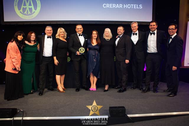 Claudia Winkleman, Carolyn Carrington, General Manager Golf View Hotel & Spa, Marc Gardner, General Manager Oban Bay Hotel, Jodie Wilson, Commercial Director Crerar Hotels, Chris Wayne-Wills, CEO Crerar Hotels, Alison MacLeod, Marketing Director Crerar Hotels, Joanna Whysall, General Manager Balmoral Arms, Niall o’Shaughnessy, General Manager Loch Fyne Hotel & Spa, Nic Ross, Fairtree, Joe Beste, Fairtree and Simon Numphud, Managing Director AA Media
