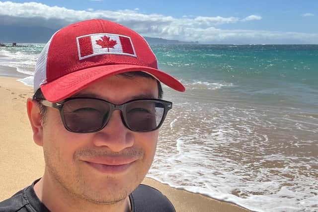 Heriot-Watt student Ethan Wang on a beach in Maui, Hawaii.