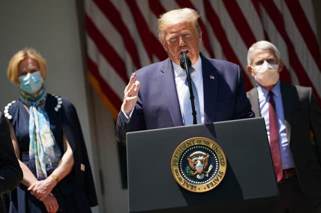 Donald Trump has resisted calls to set an example to the American people by wearing a face mask, which experts say helps slow the spread of the Covid-19 coronavirus (Picture: Mandel Ngan/AFP via Getty Images)