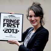 Phoebe Waller-Bridge with her 2013 Fringe First award for the original production of Fleabag.