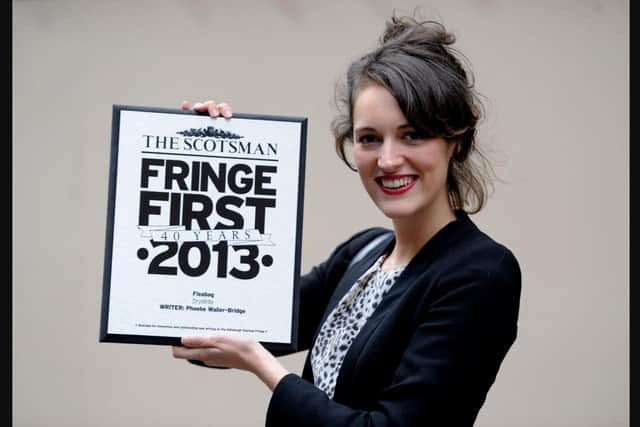 Phoebe Waller-Bridge with her 2013 Fringe First award for the original production of Fleabag.
